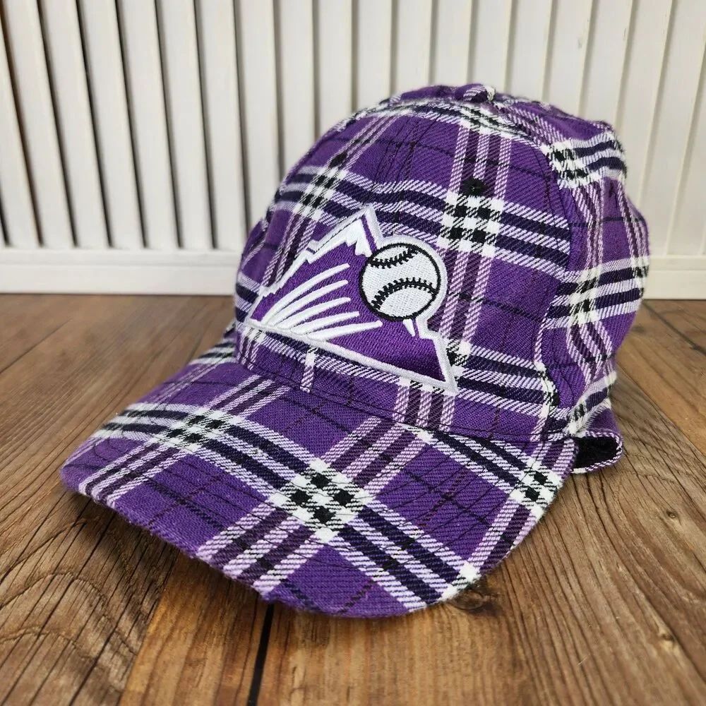 Colorado Rockies Melonwear Plaid Ear Flap Snapback Hat Cap Purple Fleece Lined